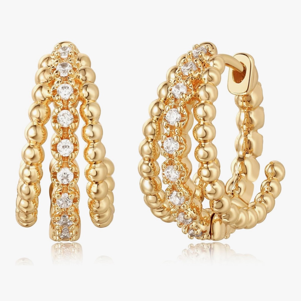 New 18k Gold Plated Radiant Gold Crystal Earrings